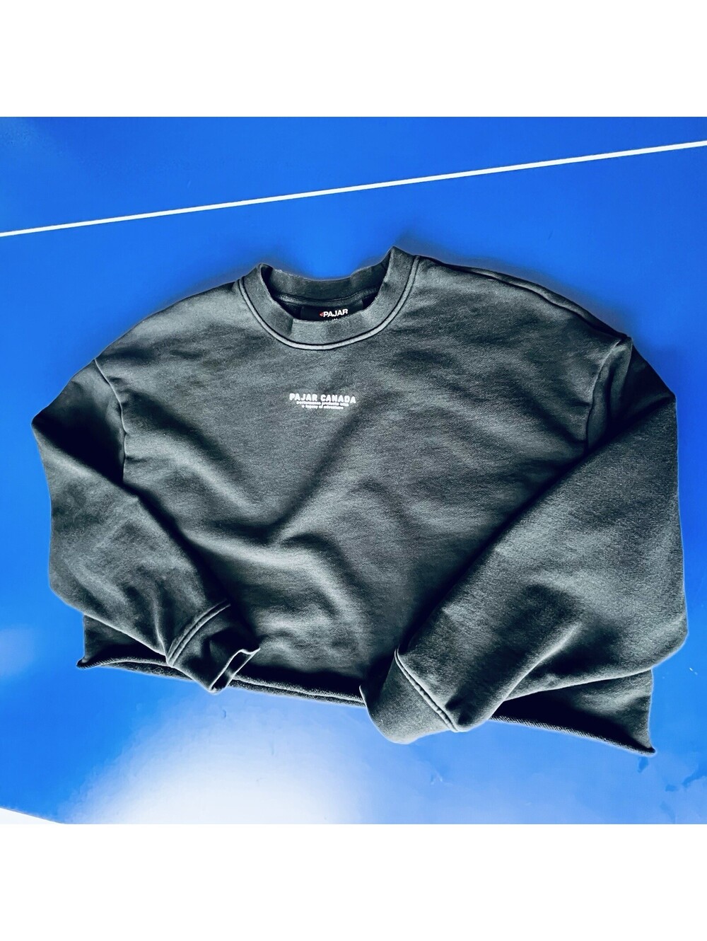 Pajar cropped crop top sweater sweatshirt oversized crew neck small Black